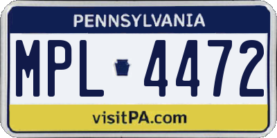 PA license plate MPL4472