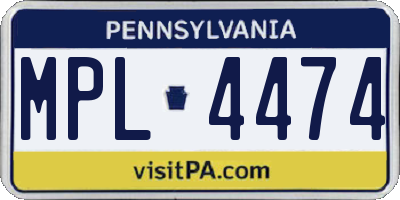 PA license plate MPL4474