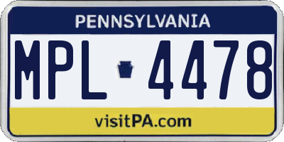 PA license plate MPL4478