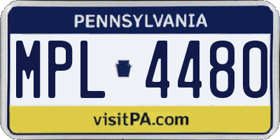 PA license plate MPL4480