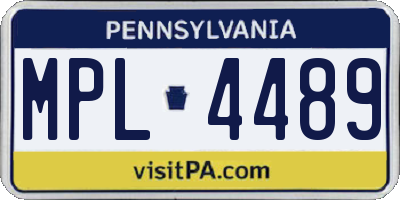 PA license plate MPL4489