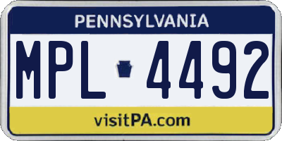 PA license plate MPL4492