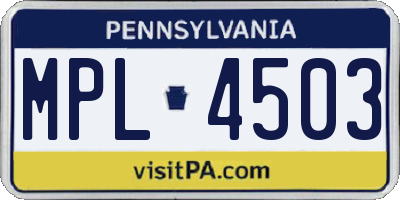 PA license plate MPL4503