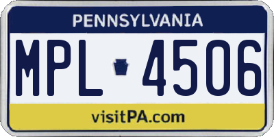 PA license plate MPL4506