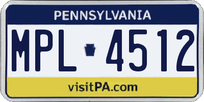 PA license plate MPL4512