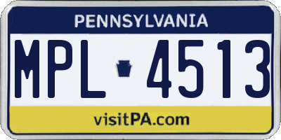 PA license plate MPL4513