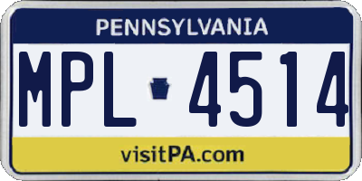 PA license plate MPL4514