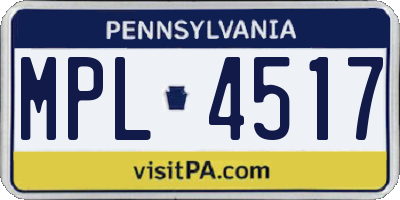 PA license plate MPL4517