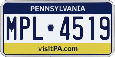 PA license plate MPL4519