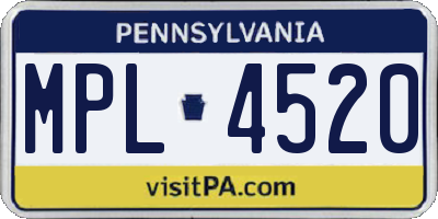PA license plate MPL4520
