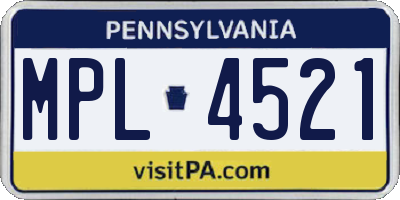 PA license plate MPL4521