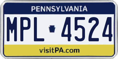 PA license plate MPL4524