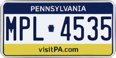 PA license plate MPL4535