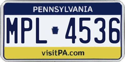 PA license plate MPL4536