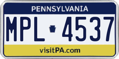 PA license plate MPL4537