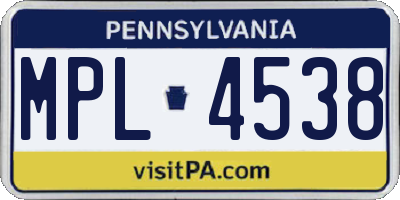 PA license plate MPL4538