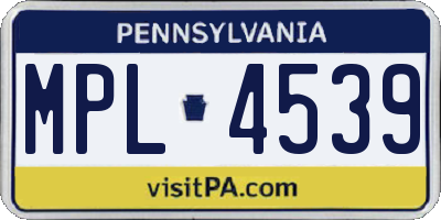 PA license plate MPL4539