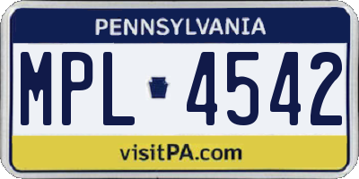 PA license plate MPL4542