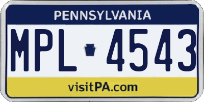 PA license plate MPL4543