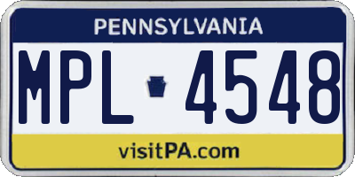 PA license plate MPL4548