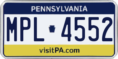 PA license plate MPL4552
