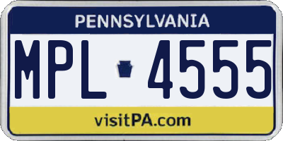 PA license plate MPL4555