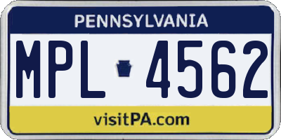 PA license plate MPL4562