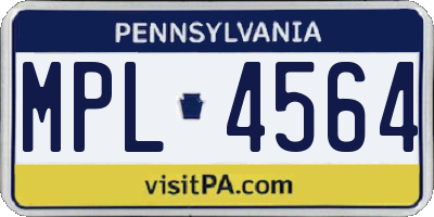 PA license plate MPL4564
