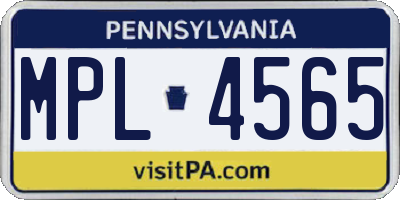PA license plate MPL4565