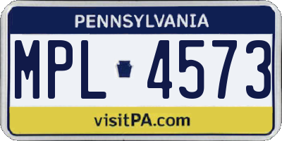 PA license plate MPL4573