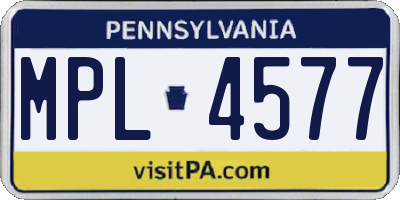 PA license plate MPL4577