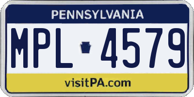 PA license plate MPL4579