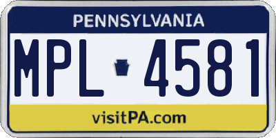 PA license plate MPL4581