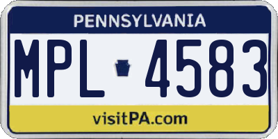 PA license plate MPL4583