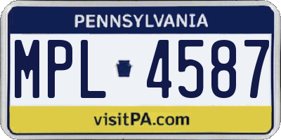 PA license plate MPL4587