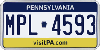 PA license plate MPL4593