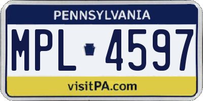 PA license plate MPL4597