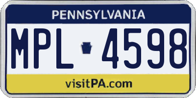 PA license plate MPL4598