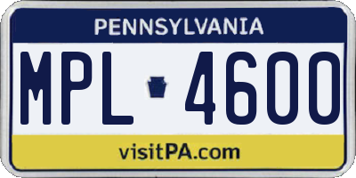 PA license plate MPL4600