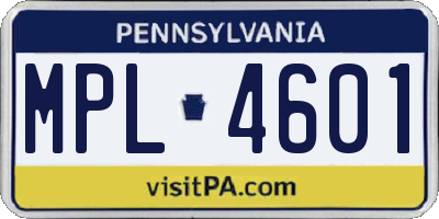PA license plate MPL4601