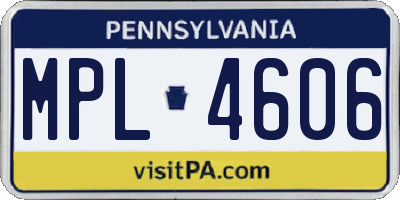 PA license plate MPL4606