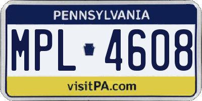 PA license plate MPL4608