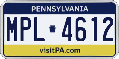 PA license plate MPL4612