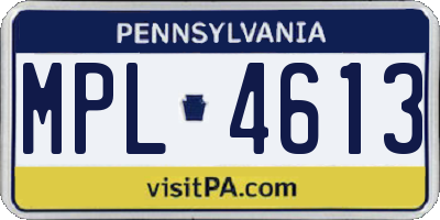 PA license plate MPL4613