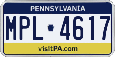PA license plate MPL4617