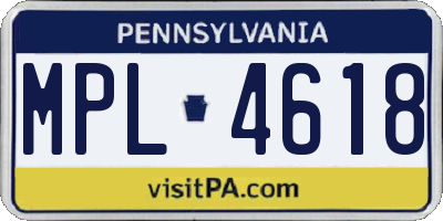 PA license plate MPL4618
