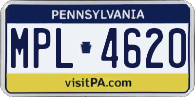 PA license plate MPL4620