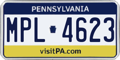 PA license plate MPL4623