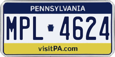 PA license plate MPL4624