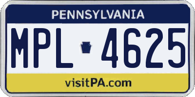 PA license plate MPL4625